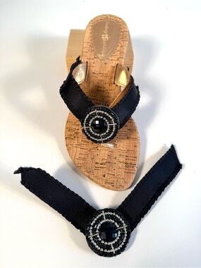 Lindsay Phillips SwitchFlops Black Medallion Interchangeable Straps Sz M